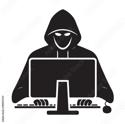 Computer hacker silhouette vector illustration
