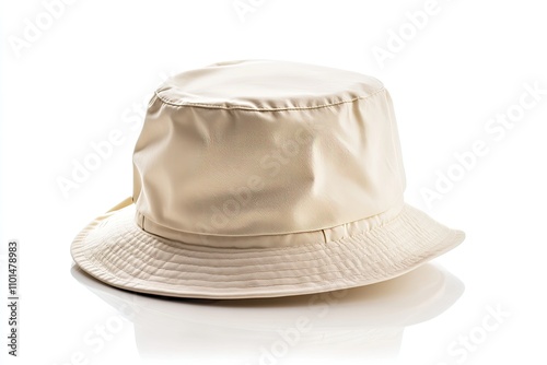 cream bucket hat isolated on white background