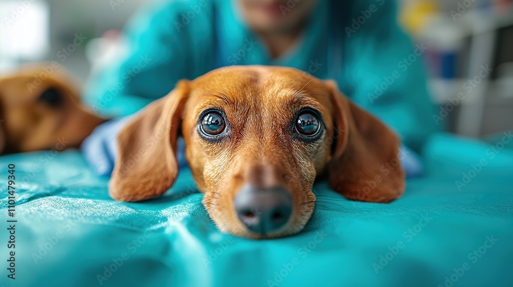 Dachshund at the Veterinarian: A Close-Up Dachshund at the Veterinarian: A Close-Up