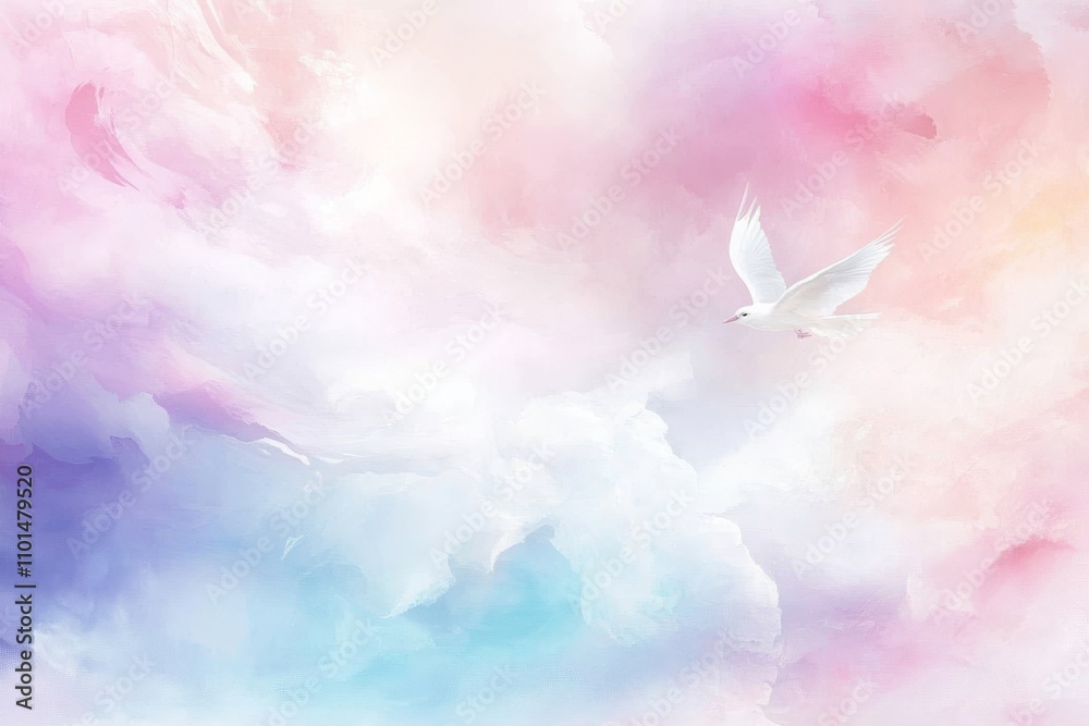 Fototapeta premium Captivating composition of clouds and a bird set against a vibrant sky.