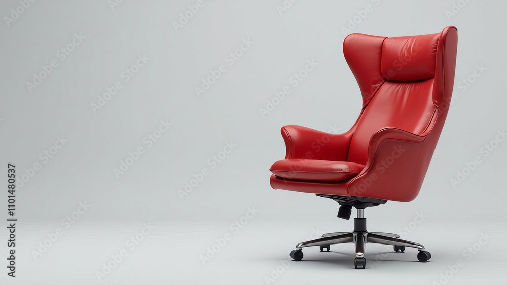 Office leather red chair isolated on grey background Office leather red chair isolated on grey background