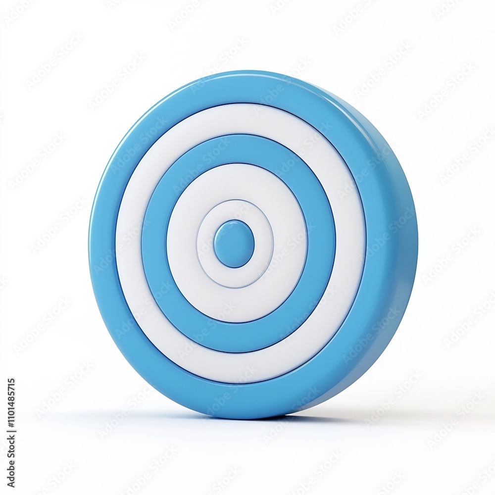 Minimalist 3D of a Blue and White Target Bullseye with Concentric Rings Minimalist 3D of a Blue and White Target Bullseye with Concentric Rings