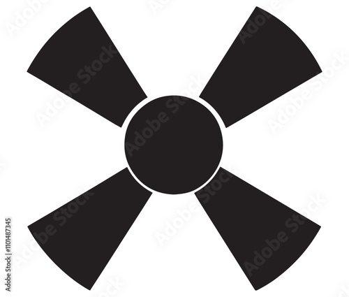 Silhouette radiation symbol on white background, nuclear power button icon