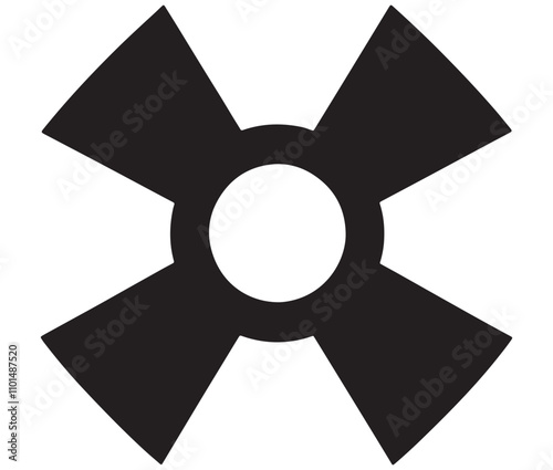 Silhouette radiation symbol on white background, nuclear power button icon