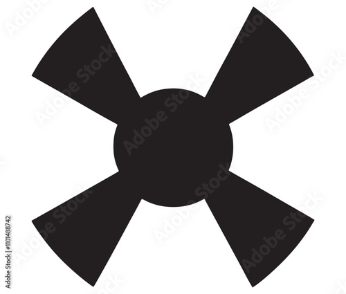 Silhouette radiation symbol on white background, nuclear power button icon