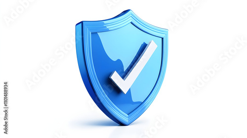 Free Download cartoon 3d Icon safety shield check mark perspective . Blue symbol security safety icon. Checkmark in minimalistic style. 3d vector illustration. white background	 - GFXLoad