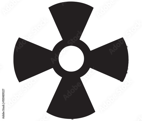 Silhouette radiation symbol on white background, nuclear power button icon