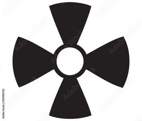 Silhouette radiation symbol on white background, nuclear power button icon
