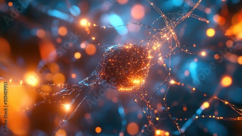 Dynamic digital network nodes with glowing connections.