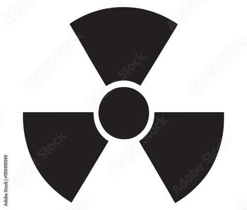 Silhouette radiation symbol on white background, nuclear power button icon