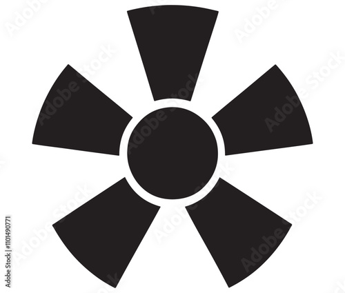 Silhouette radiation symbol on white background, nuclear power button icon