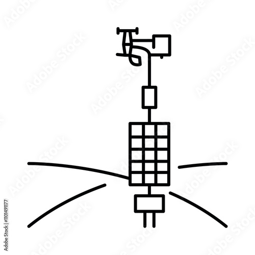 Weather Station black line icon. Smart agriculture.