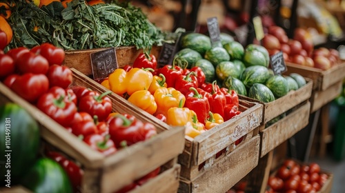 Fresh organic vegetables at a farmers market photo