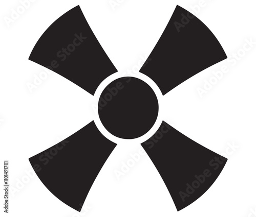 Silhouette radiation symbol on white background, nuclear power button icon