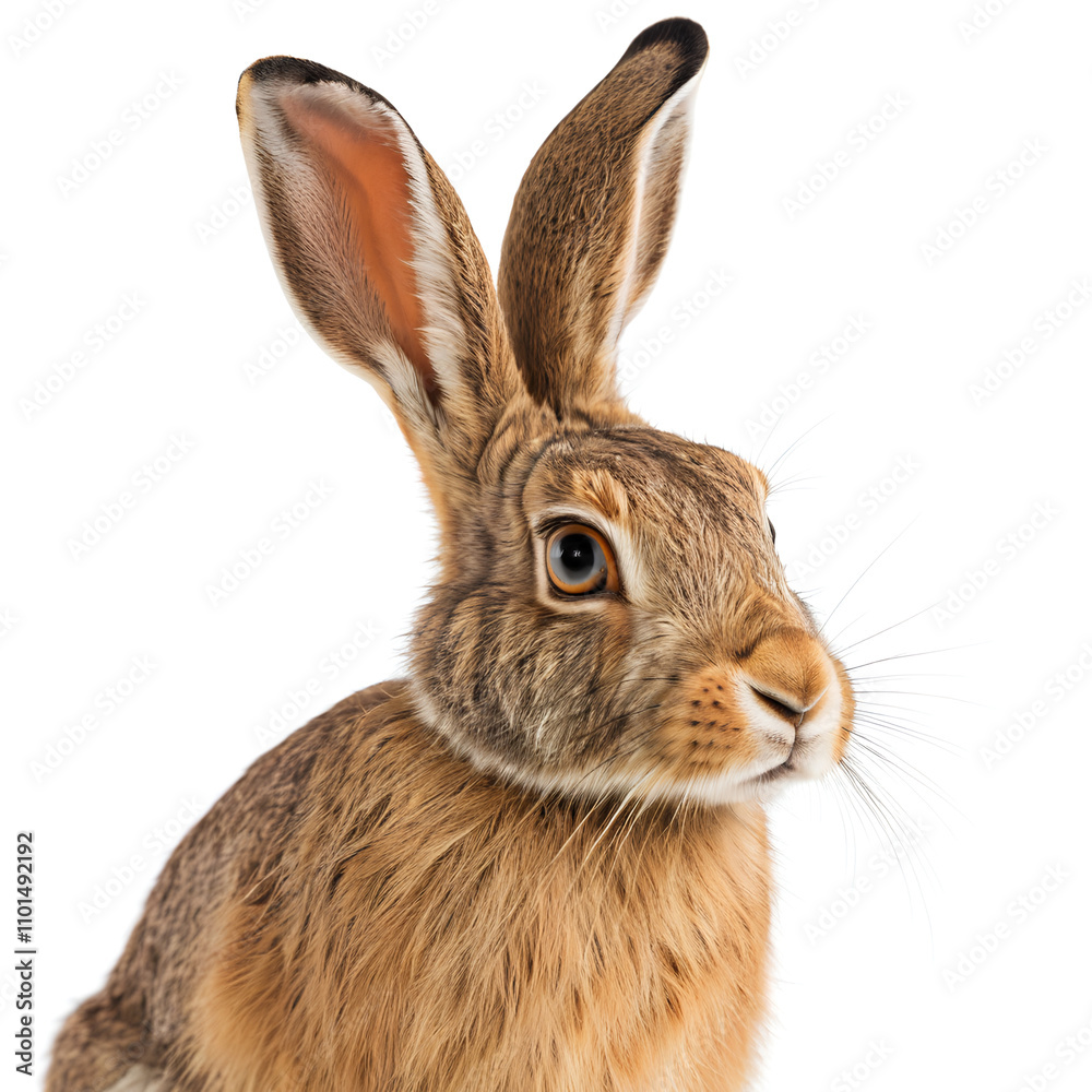 Obraz premium european hare on white background 