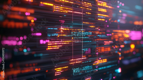 A vibrant digital abstract representation featuring glowing lines and data streams, symbolizing technology and information flow.