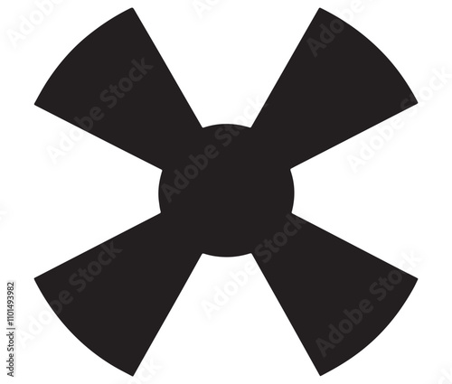 Silhouette radiation symbol on white background, nuclear power button icon