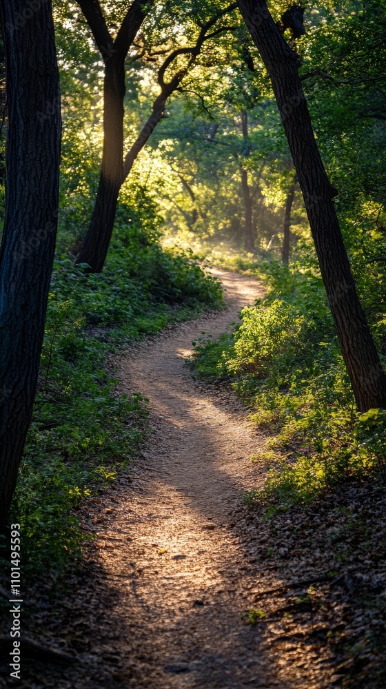 Obraz premium Winding Dirt Path Through Lush Forest Landscape
