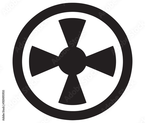 Silhouette radiation symbol on white background, nuclear power button icon