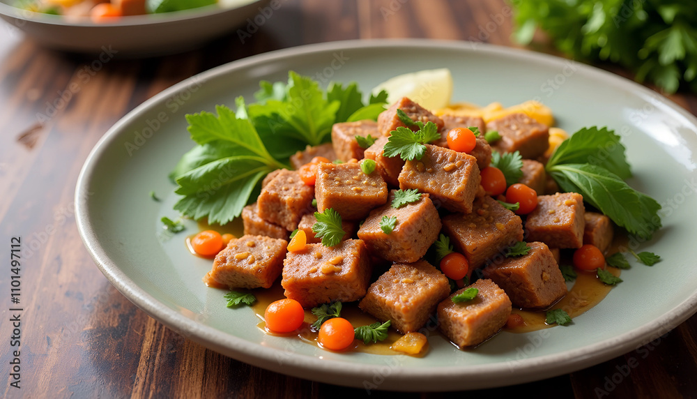 Savory meal bursting with fresh flavors and vibrant colors at a rustic table in the heart of culinary creativity Savory meal bursting with fresh flavors and vibrant colors at a rustic table in the heart of culinary creativity