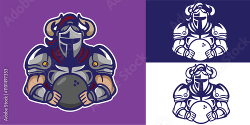 mascot logo knight with bowling good for team logo, sport logo, element design, etc photo