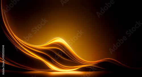Abstract Gold Wave Background: Luxurious Golden Swirls and Dark Brown Gradient