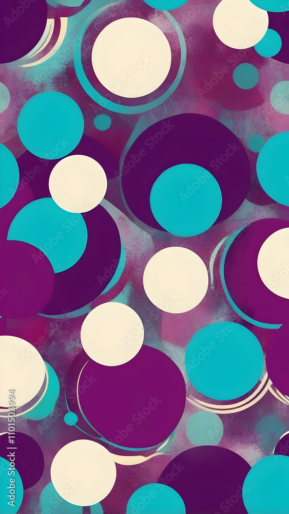Plum, Aqua, Cream Vertical Dynamic Geometric Abstract Design with Neon Glow, Grainy Texture, and Smooth Color Transitions