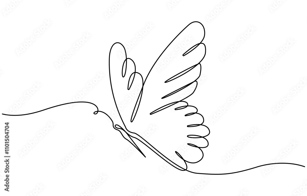 Fototapeta premium Continuous line drawing of beautiful butterfly. Single one line art of flying abstract butterfly for salon or spa business