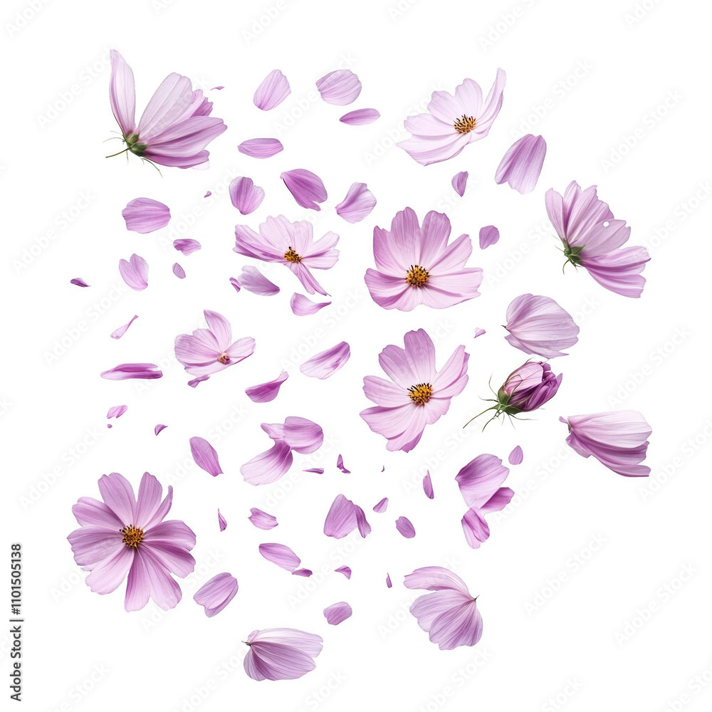 A bunch of flowers with petals scattered all over the place A bunch of flowers with petals scattered all over the place