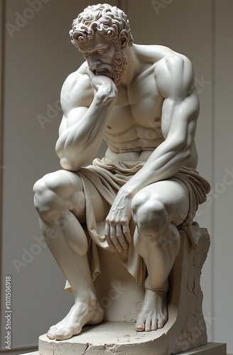 Statue of ancient wisdom man, Aristotle, philosopher, thinker photo