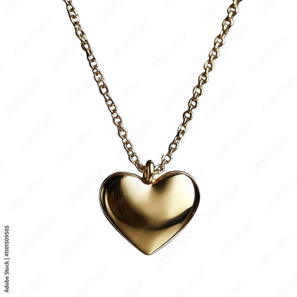 A gold heart pendant with a chain