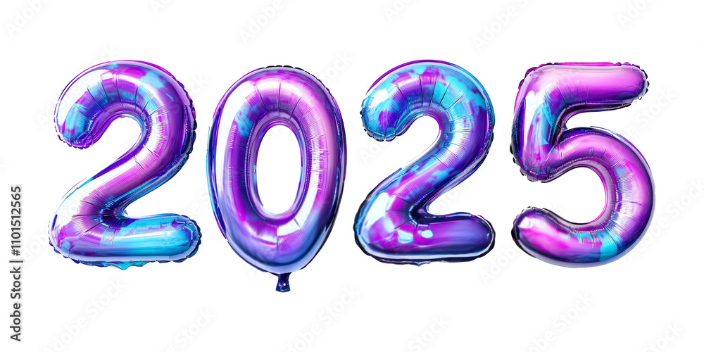 2025 new year festive blue purple balloons isolated on white or transparent 2025 new year festive blue purple balloons isolated on white or transparent
