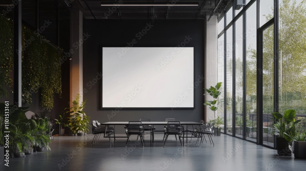 Modern Minimalist Conference Room with Large Blank Canvas Modern Minimalist Conference Room with Large Blank Canvas