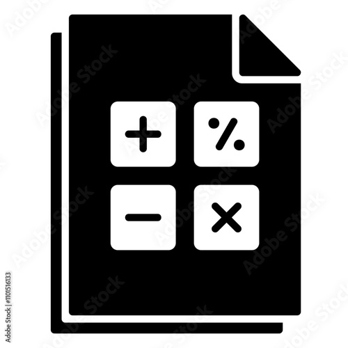 Math lesson icon with papers and calculations