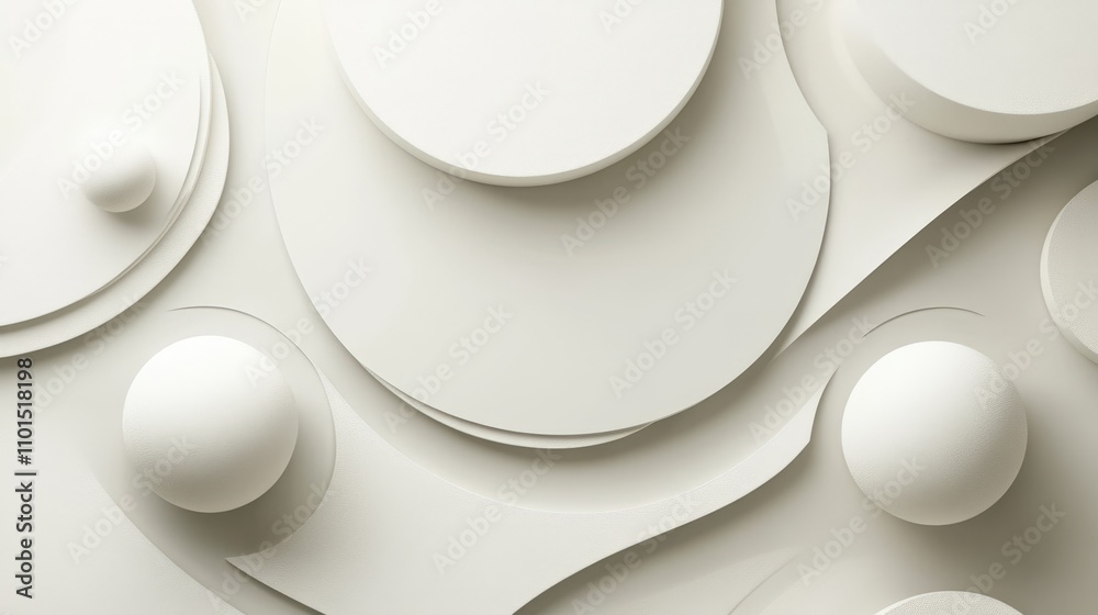 Abstract composition of textured, layered circles and ovals in soft white tones, creating a modern aesthetic ideal for backgrounds in design, architecture, or minimalist art projects, Abstract composition of textured, layered circles and ovals in soft white tones, creating a modern aesthetic ideal for backgrounds in design, architecture, or minimalist art projects,