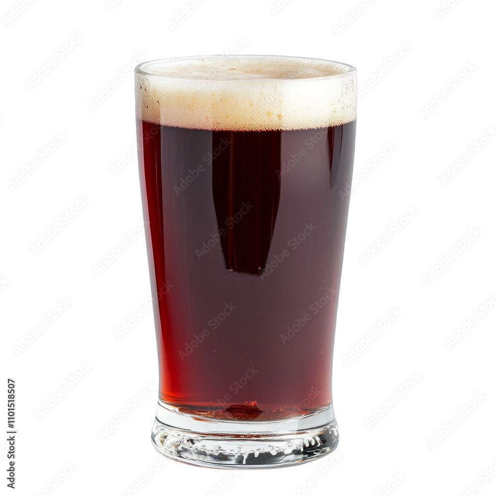 A glass of beer is full and has foam on top A glass of beer is full and has foam on top