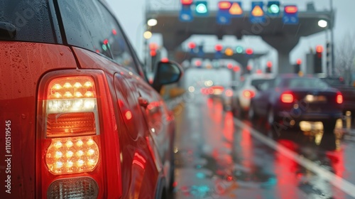 Tollbooth: A station on a road where vehicles are required to pay a toll before proceeding, used for maintaining roads and supporting infrastructure projects.
 photo