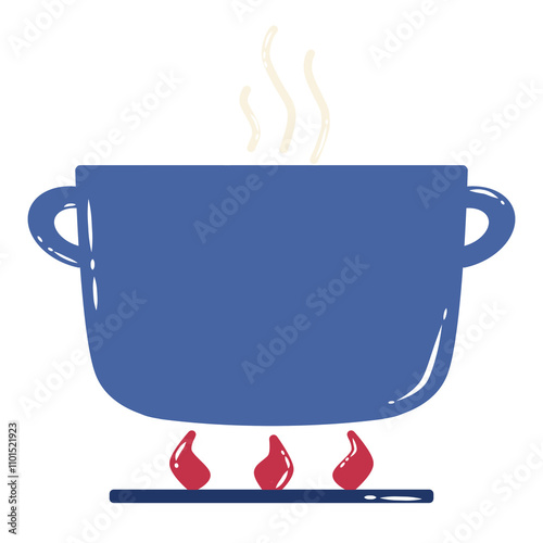 Doodle pot for cooking cute hand draw illustration inspired from cooking soup that can be use for social media, sticker, wallpaper, e.t.c with aesthetic light blue color