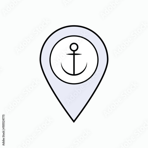 Port Icon. Harbour, Port Sea. Naval Base Location Symbol - Vector. 