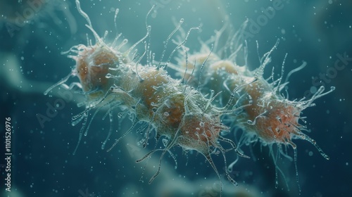 Binary Fission: A reproductive process where one cell divides into two identical daughter cells, typically seen in bacteria and some unicellular life forms.
 photo