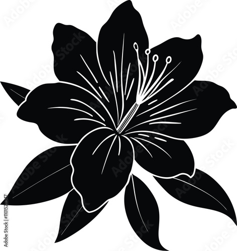  Elegant Azalea Flower Silhouette Vector Design
