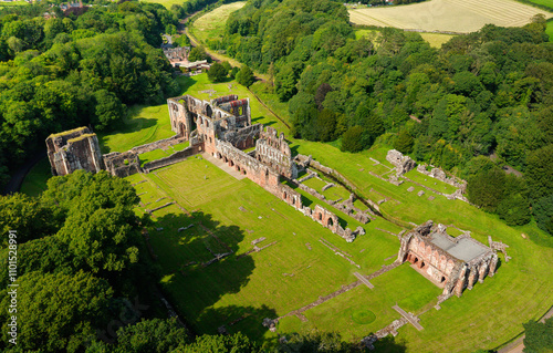 Obraz na płótnie Furness Abbey, Cumbria. Founded 1123 as Order of Savigny. Cistercian from 1147. Visible ruins mainly 12th 13th C. Gothic style in local red sandstone w salonie