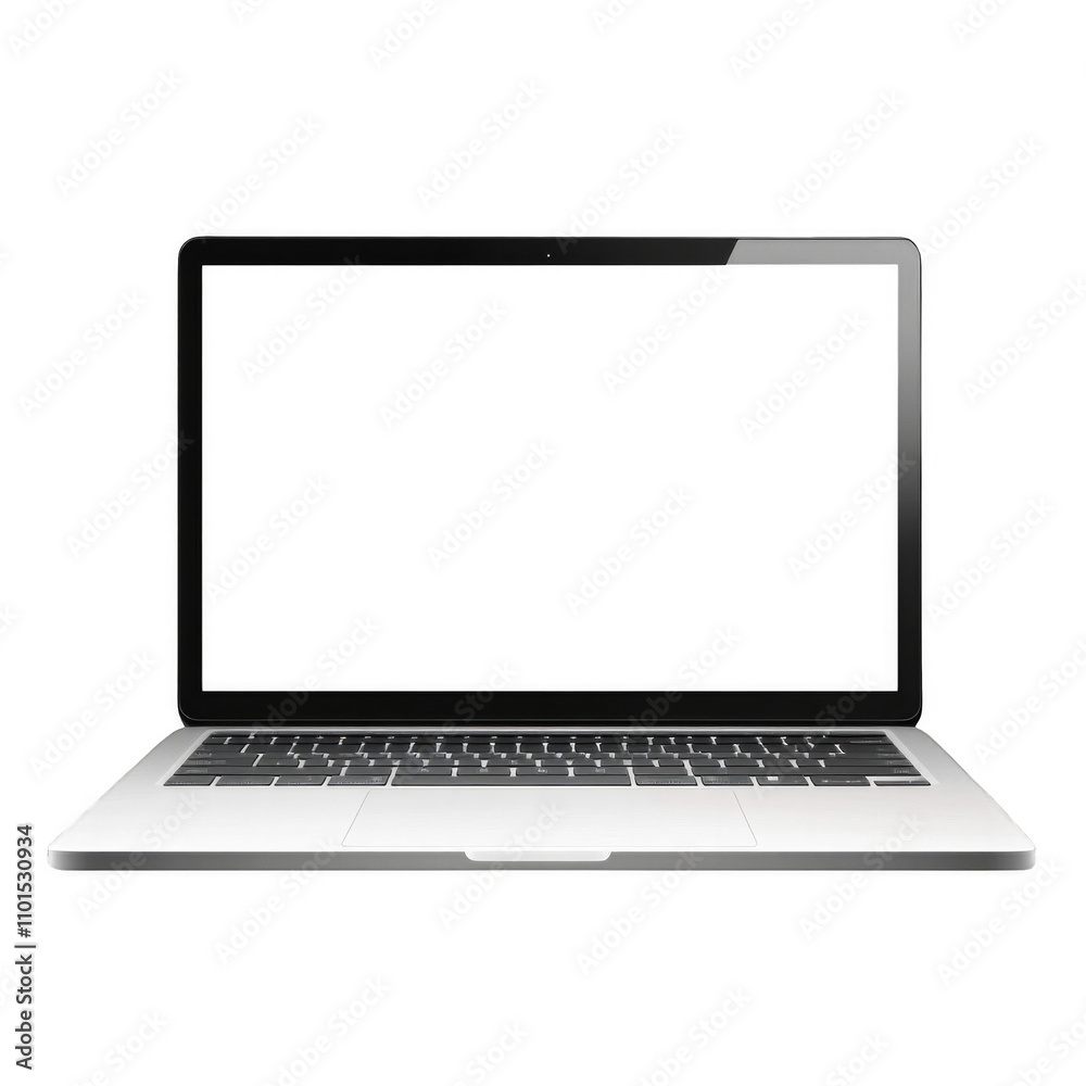 A laptop computer with a black keyboard and a white screen A laptop computer with a black keyboard and a white screen