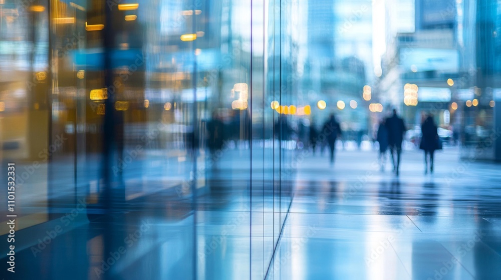 Blurred View of People Walking Past a Glass Building Blurred View of People Walking Past a Glass Building