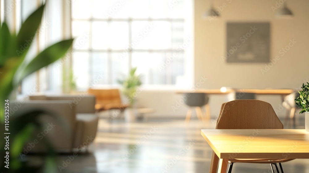 Fototapeta premium Empty Wooden Table in a Modern Living Space