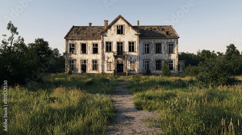 Rural exploration overgrown landscapes and urban decay in abandoned houses photo