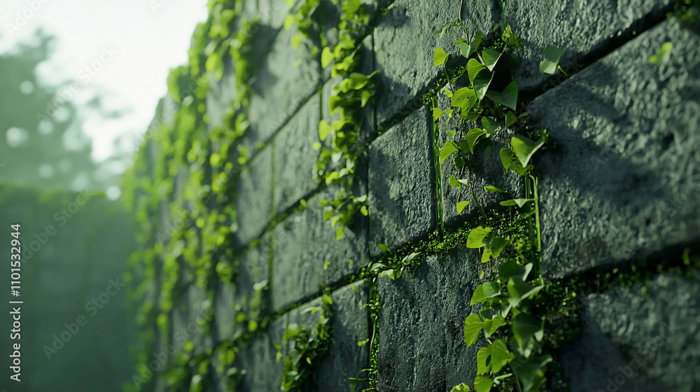 Green ivy climbing ancient stone wall in nature photography tranquil environment Green ivy climbing ancient stone wall in nature photography tranquil environment