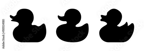 Rubber duck silhouette on white background. Duck toy silhouette icon design vector illustration