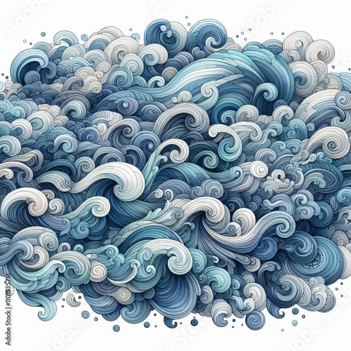 Watercolor Ocean Waves Fluid swirling patterns with varying shad photo