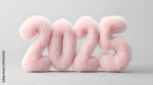 3D design. Fluffy light pink figure 